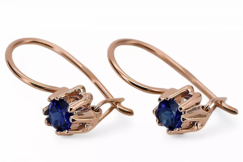 Original Vintage 14K Rose Gold Sapphire Earrings Vintage Jewlery vec053r